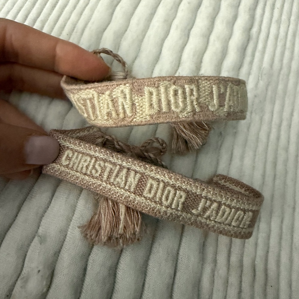 AUTHENTIC Dior Beige and White Woven Bracelets